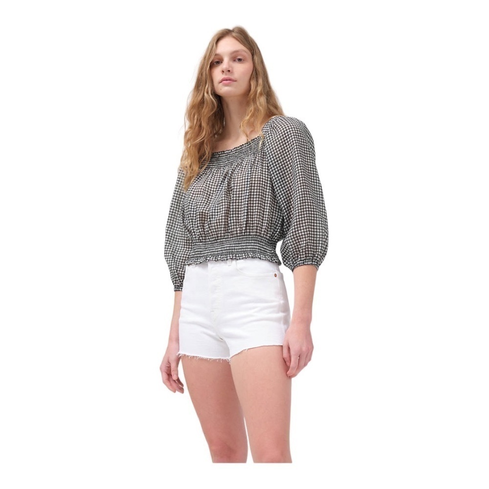 Levi’s Sheer Smocked Gingham Top NWT